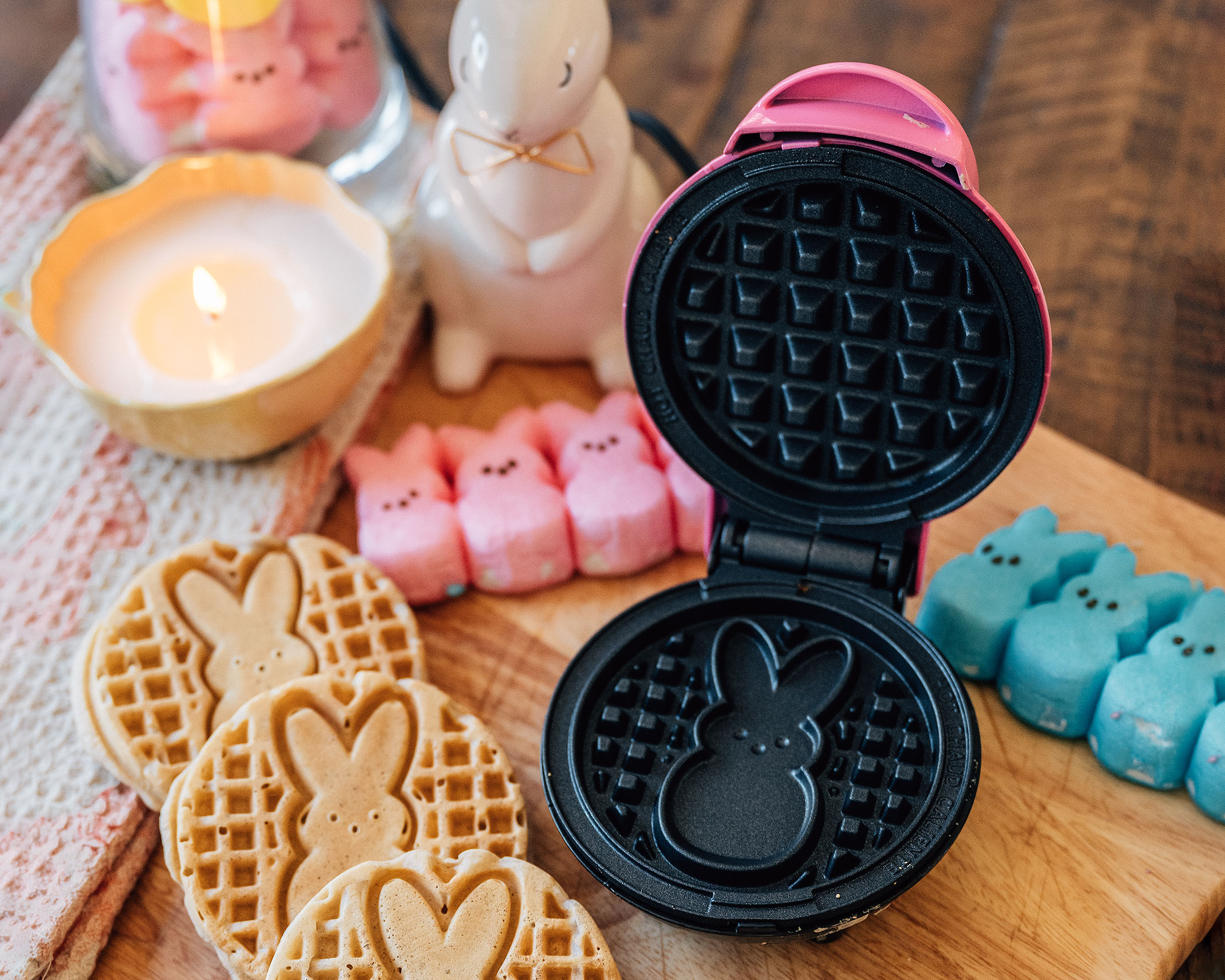 Fun Easter Breakfast Idea for Kids: Peeps Bunny Waffles - Tandra